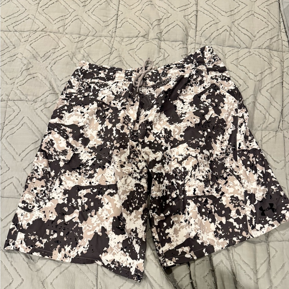 Under Armour Men's Digital Camo Board Shorts - Black and Cream